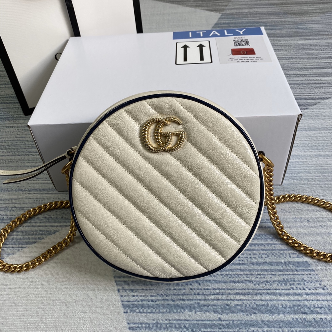 Marmont Mini Round Shoulder Bag 550154 White